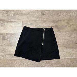 Pacsun black asymmetrical zip-up wrap mini skirt